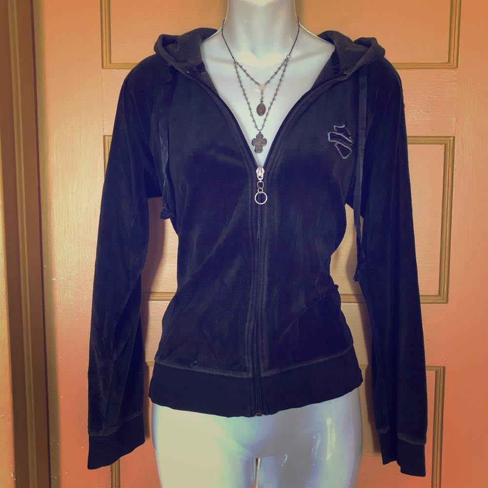 Harley Davidson black velvet hoodie